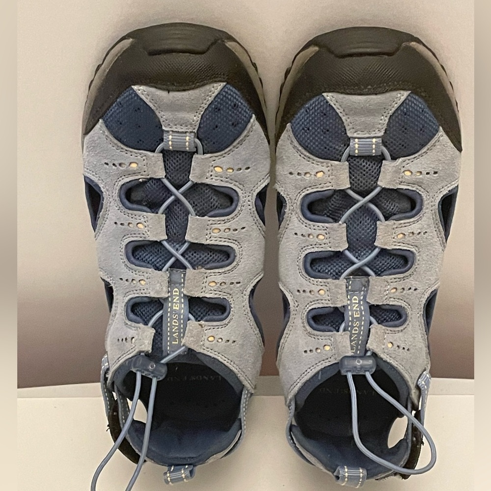 Lands End women’s shoes, blue water, sport sandal, hiking, slip on 9.5 B.